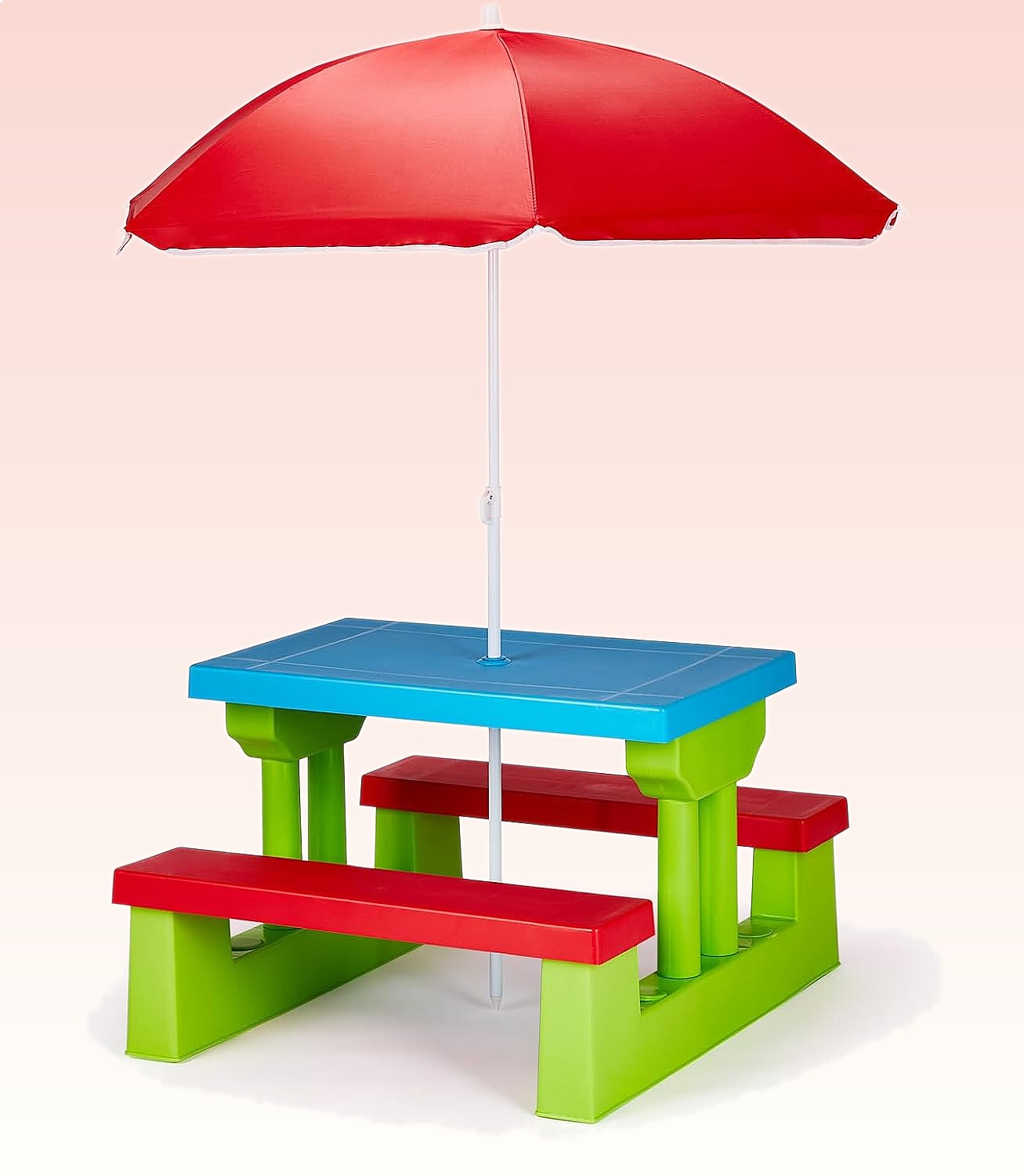 Kids Outdoor Bench Table - JOYMOR Kids Picnic Table with Umbrella,