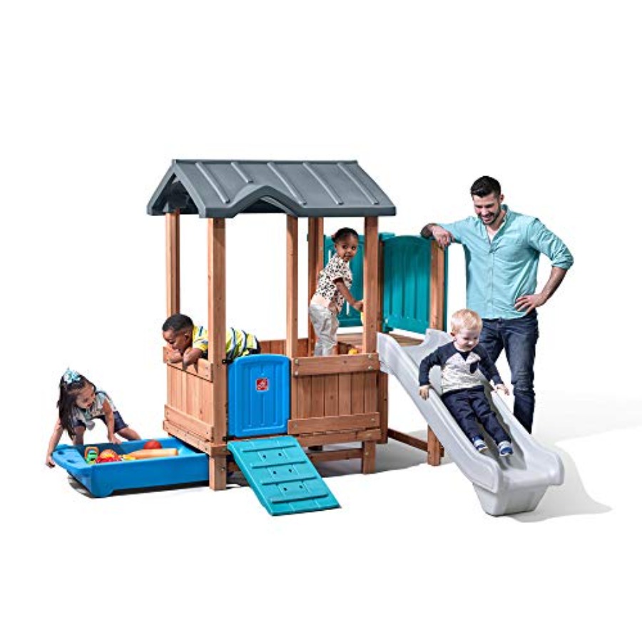 Kids Outdoor Slide Set - Woodland Adventure Playhouse & Slide, Kids