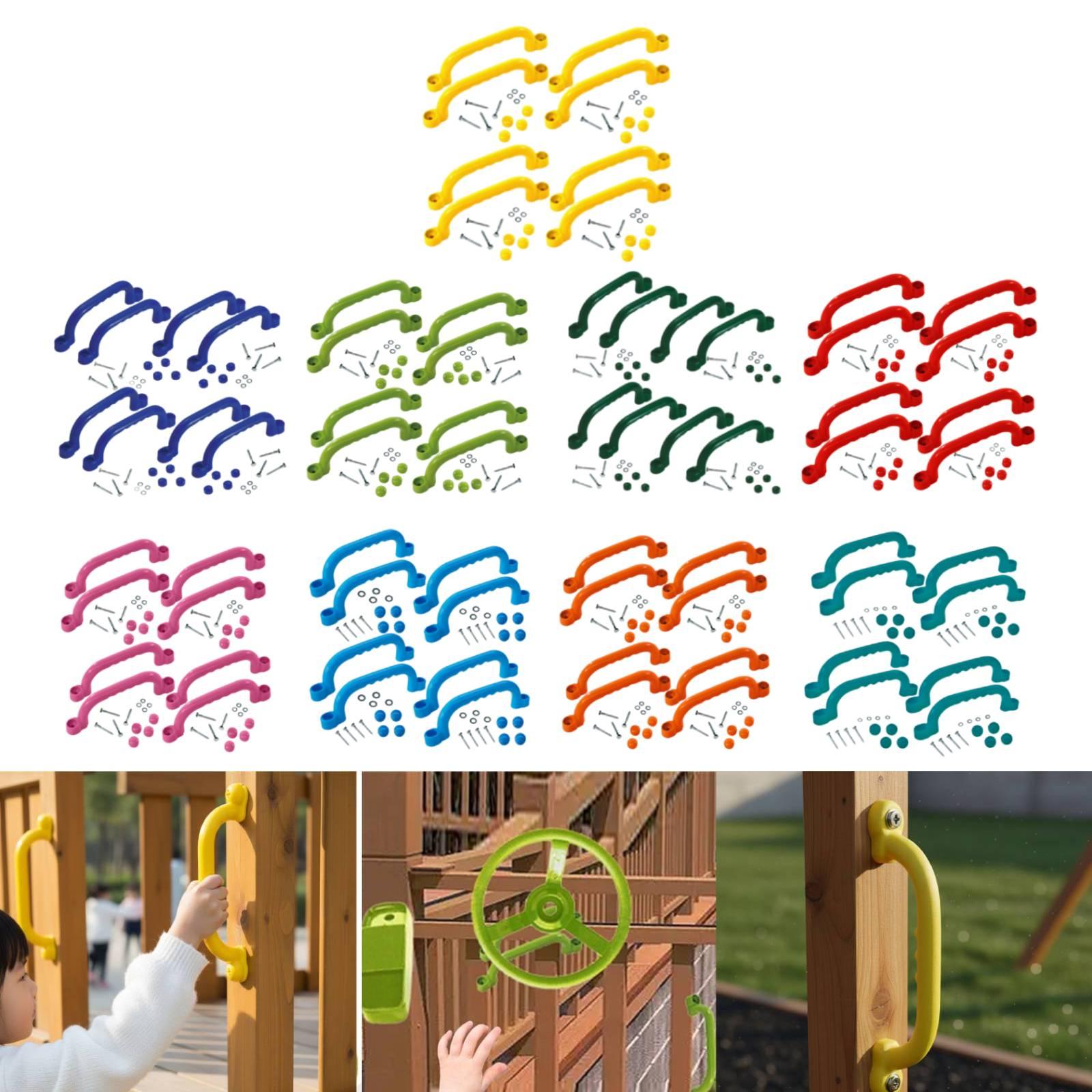 Kids Outdoor Playhouse - 8Pcs Climbing Frame Handles Easy Installation