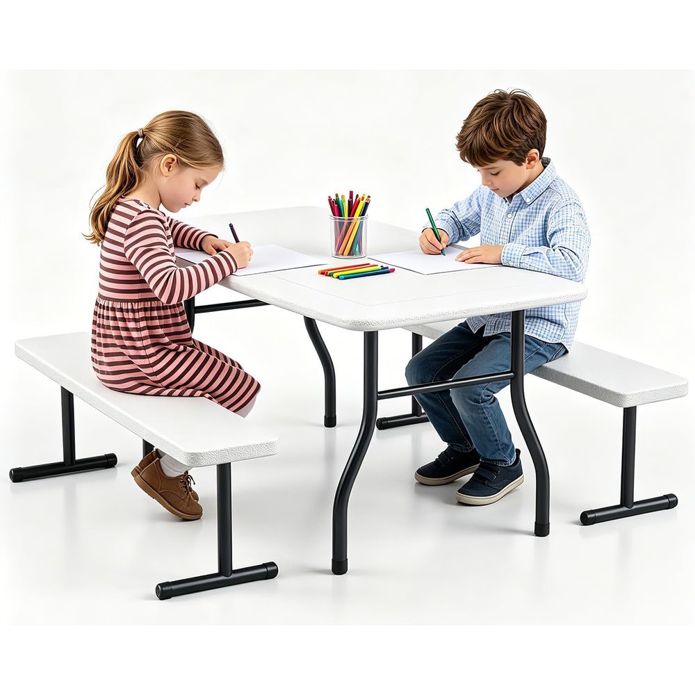 Kids Outdoor Bench Table - Kids Picnic Table with Benches, 38