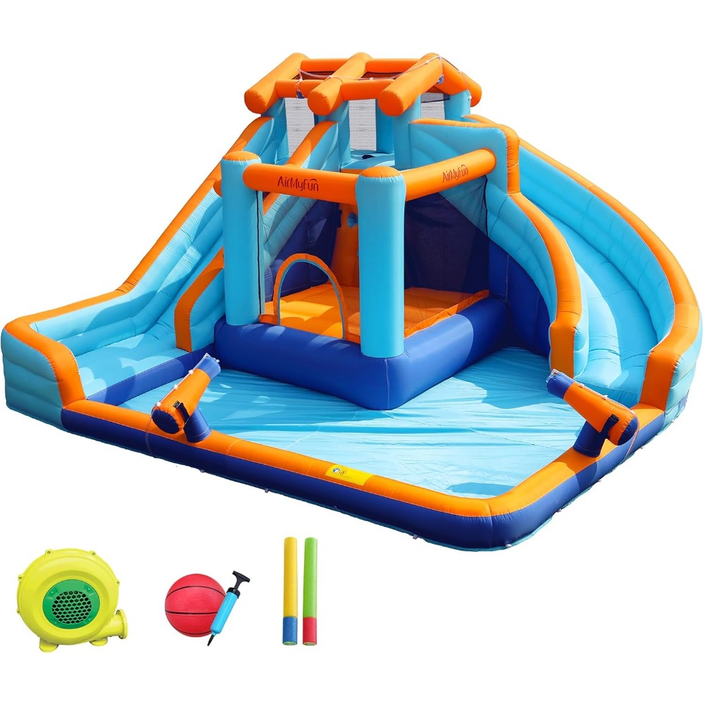 Kids Outdoor Playhouse - Large Water Slide Bounce House with