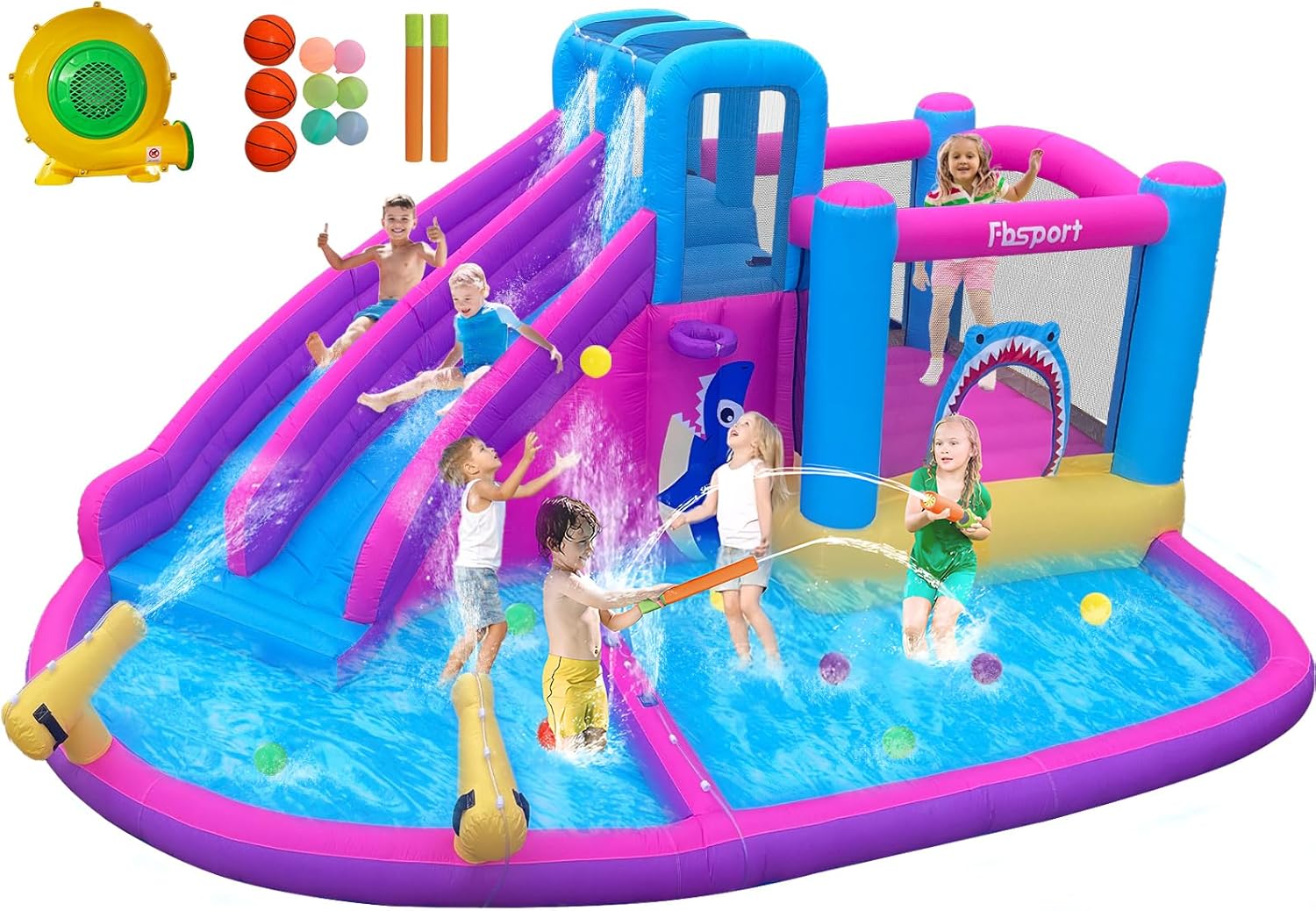 Kids Outdoor Water - Twin Water Slides Inflatable Bounce House