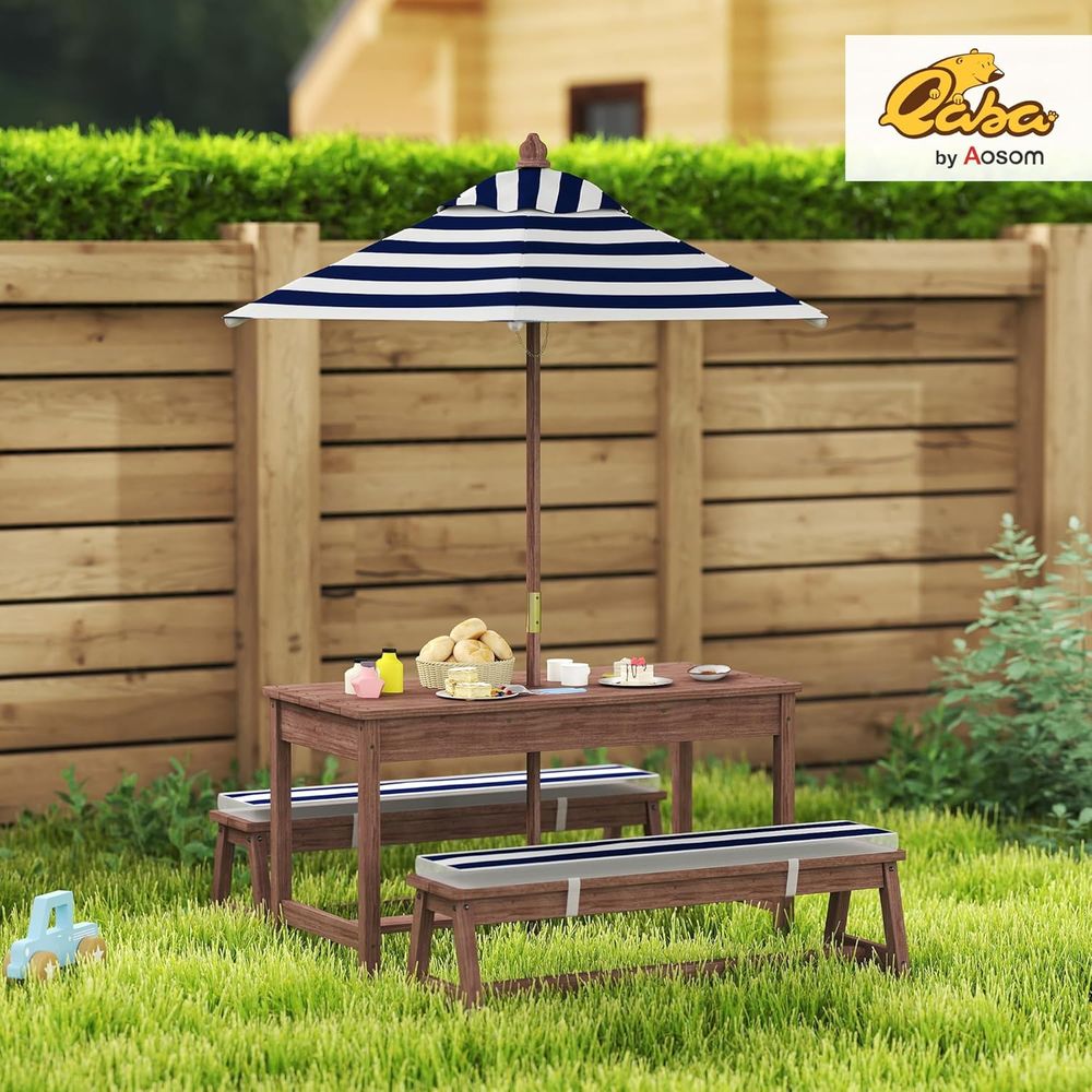Qaba Kids Picnic Table, Outdoo - Kids Outdoor Bench Table ulasan dan harga