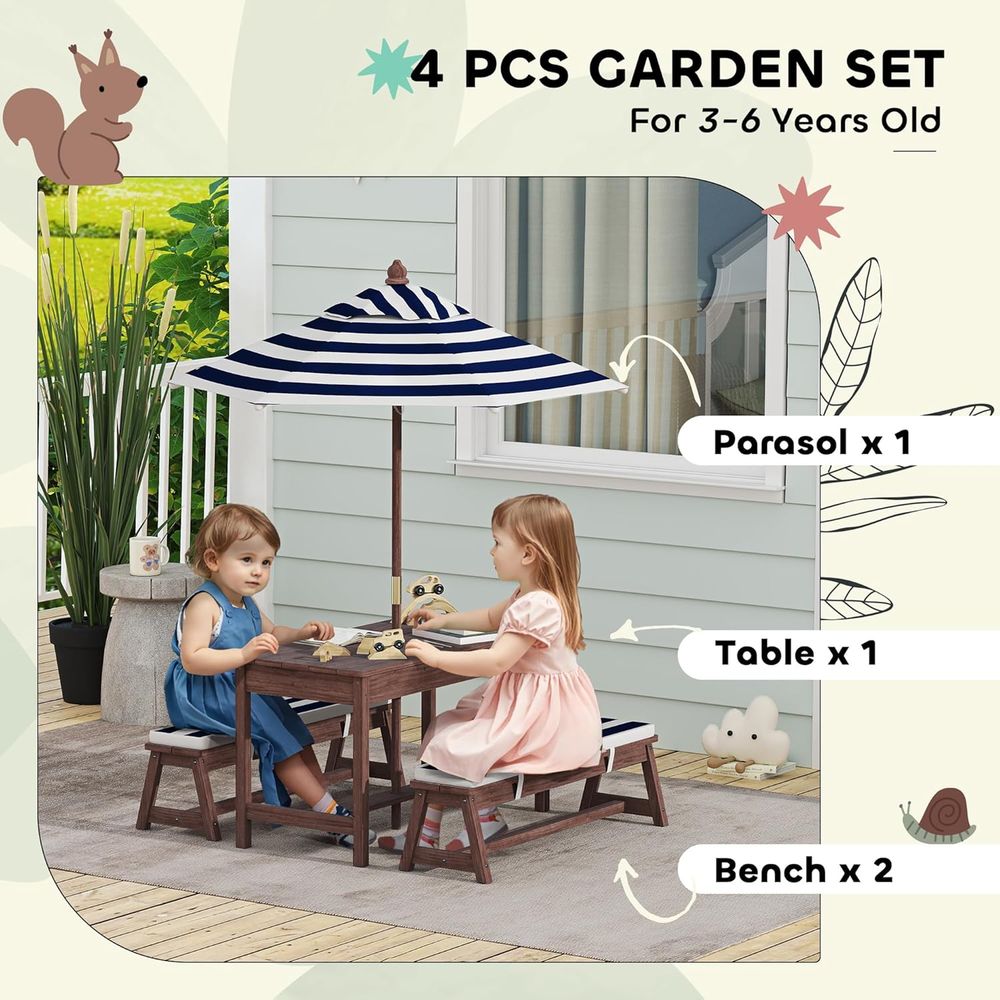 Qaba Kids Picnic Table, Outdoo - Kids Outdoor Bench Table ulasan dan harga