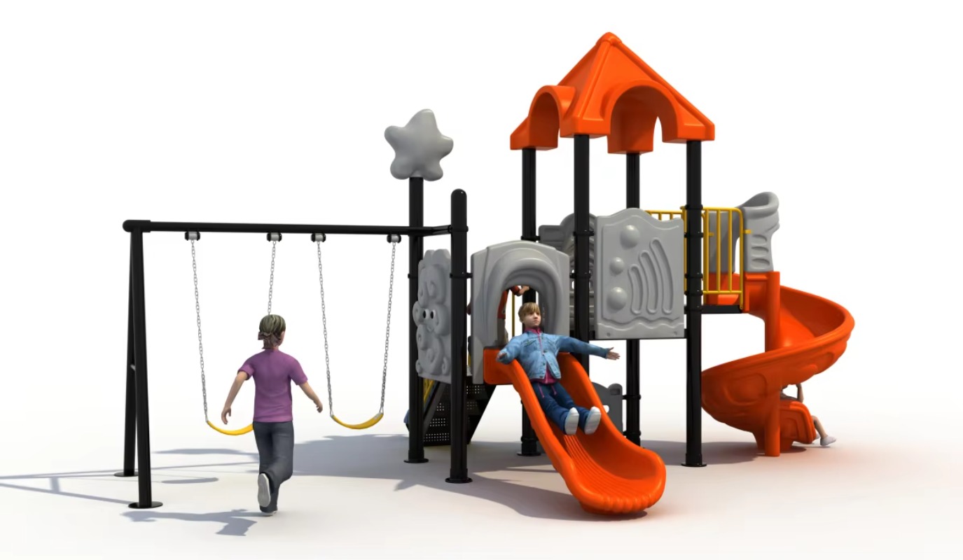 Outdoor Steel Plastic Swing Se - Kids Outdoor Slide Set ulasan dan harga