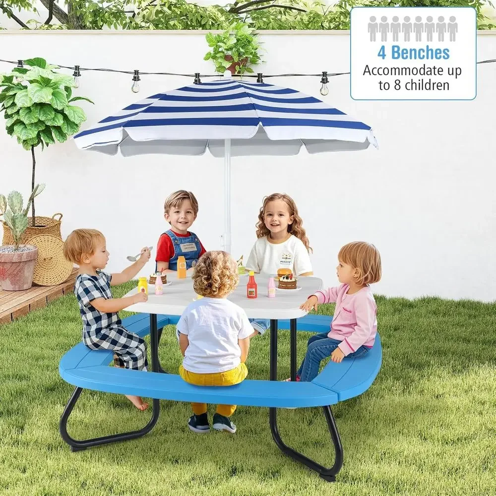 8-Person Kids Picnic Table wit - Kids Outdoor Bench Table ulasan dan harga