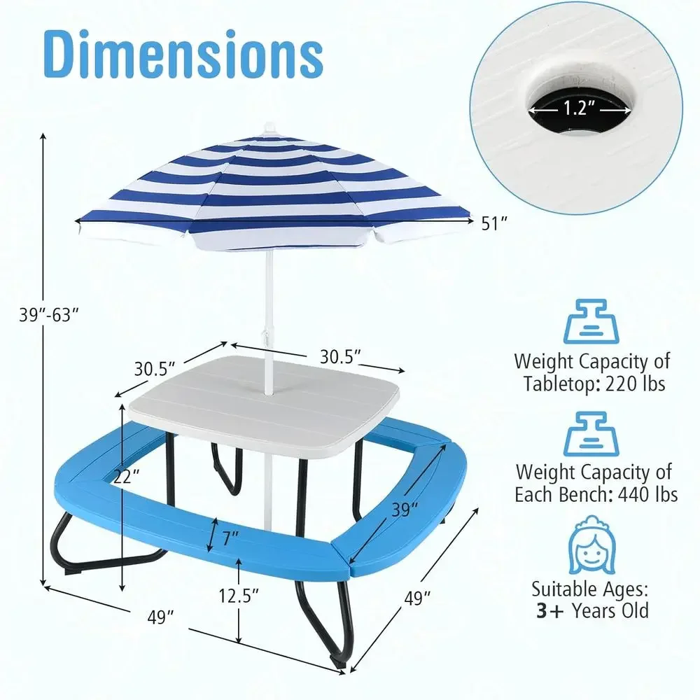 8-Person Kids Picnic Table wit - Kids Outdoor Bench Table ulasan dan harga