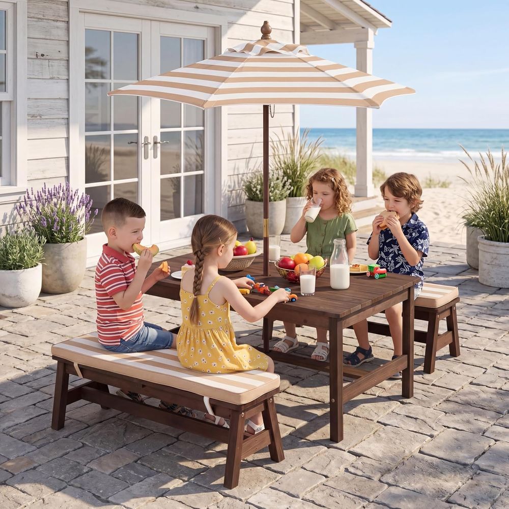 Kids Picnic Table, Large 42“x  - Kids Outdoor Bench Table ulasan dan harga