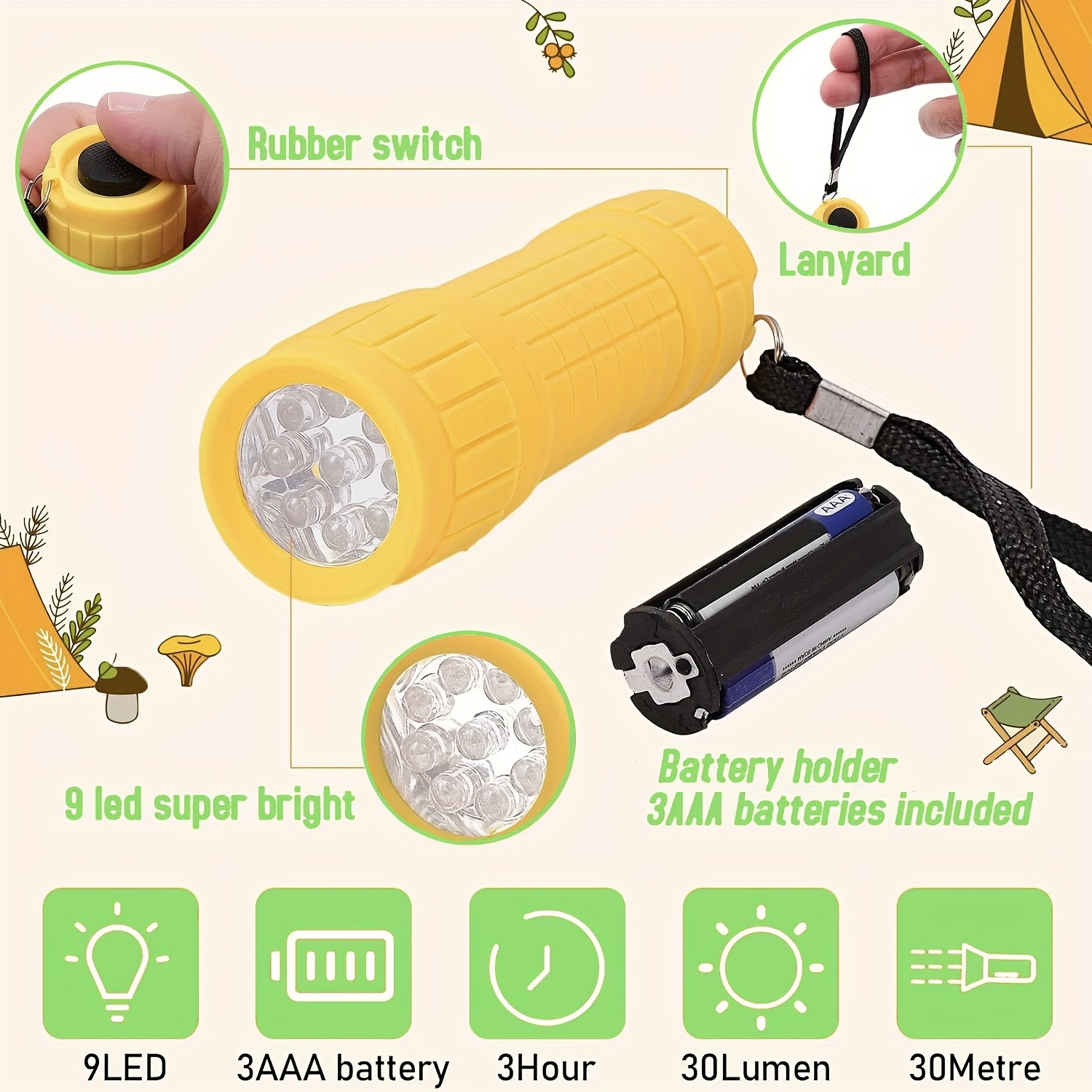 Mini Portable Flashlight Nine  - Outdoor Kid ulasan dan harga