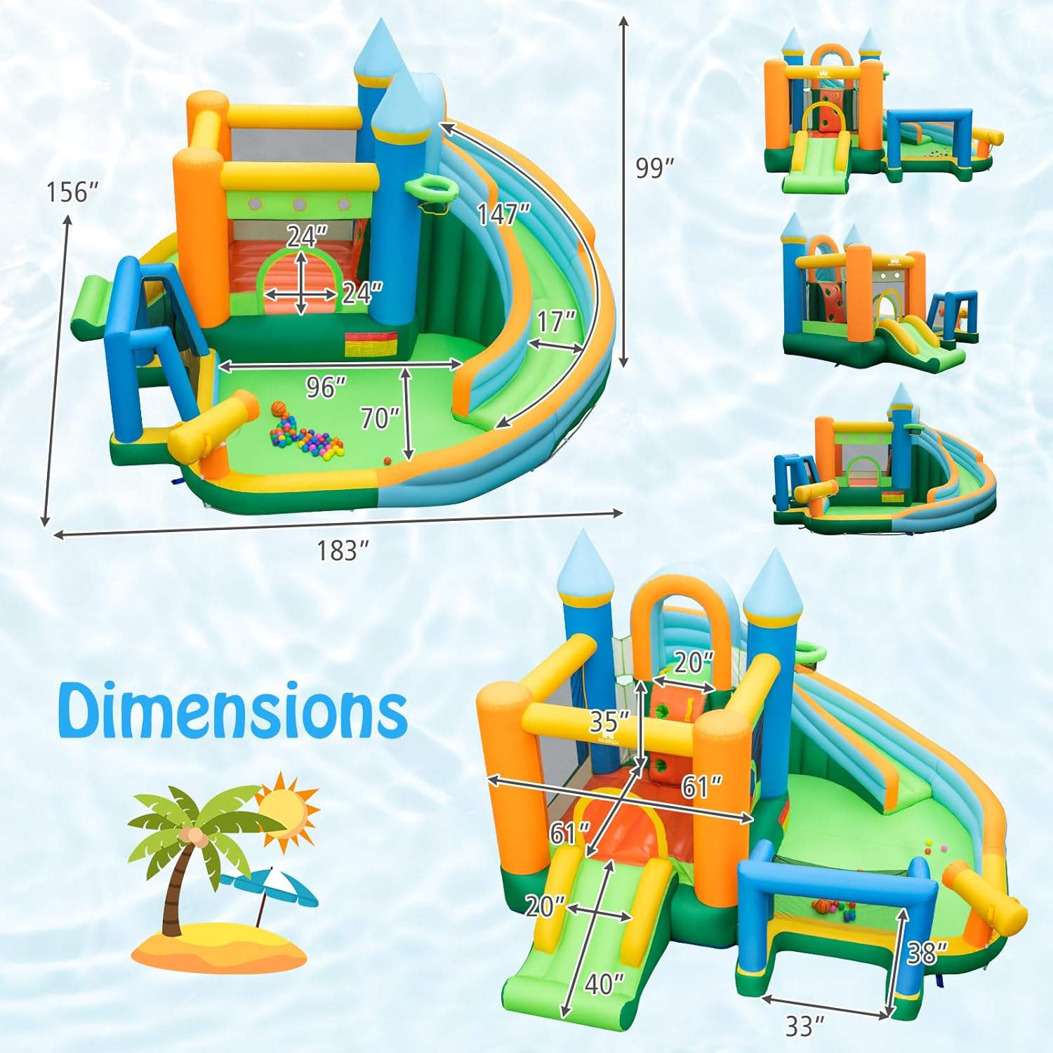 9-in-1 Inflatable Water Slide  - Kids Outdoor Water ulasan dan harga