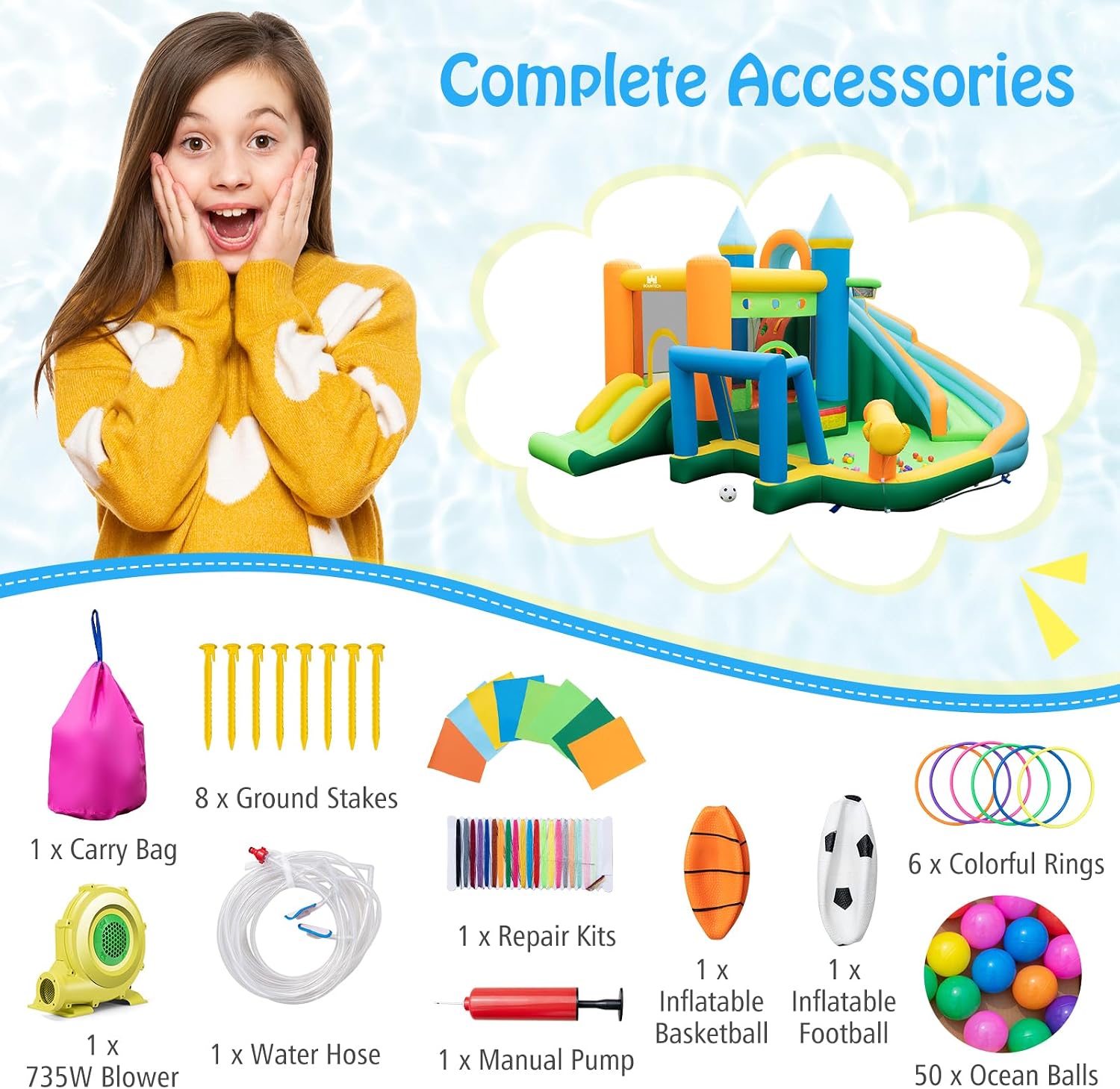 9-in-1 Inflatable Water Slide  - Kids Outdoor Water ulasan dan harga