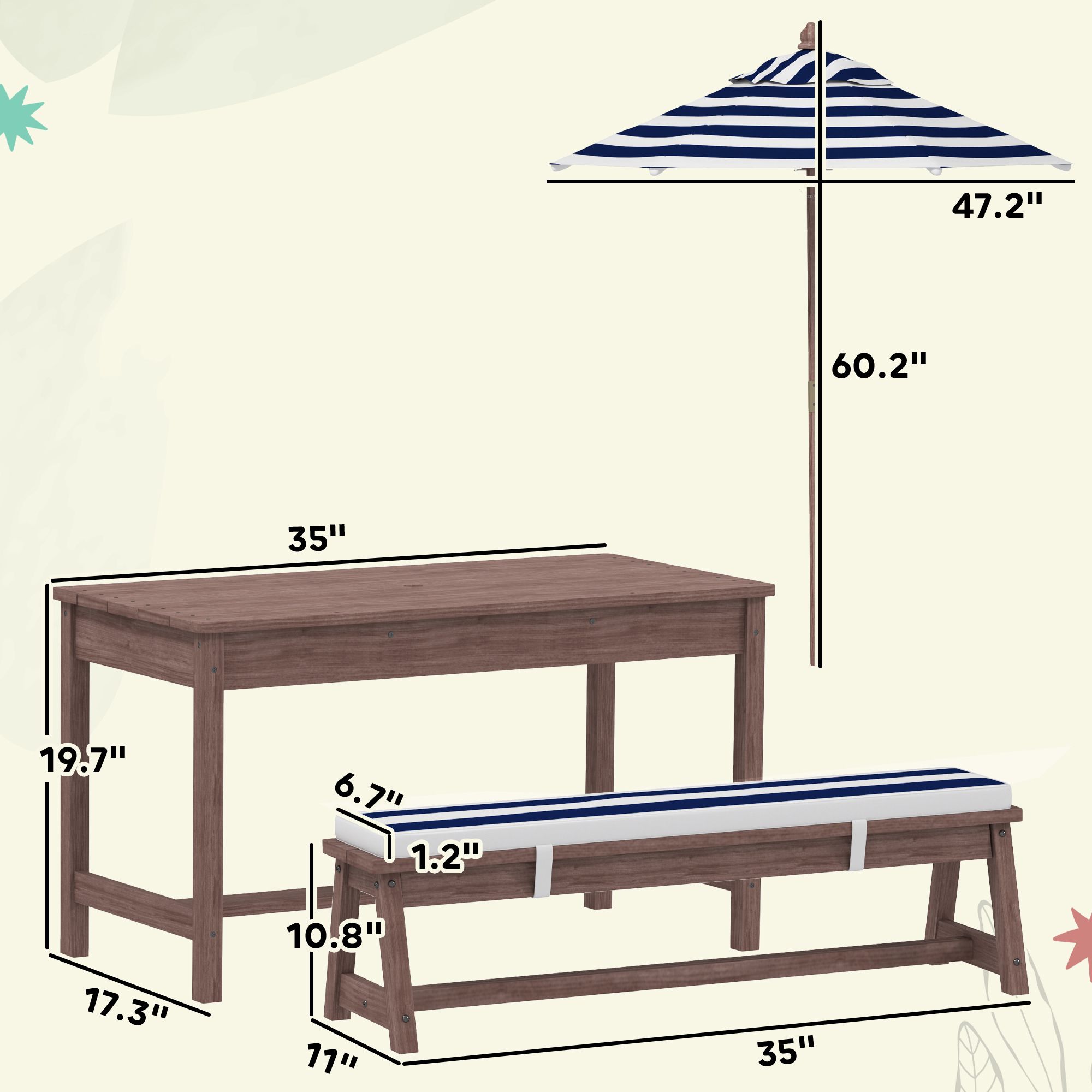 Outdoor Wooden Kids Picnic Tab - Kids Outdoor Bench Table ulasan dan harga