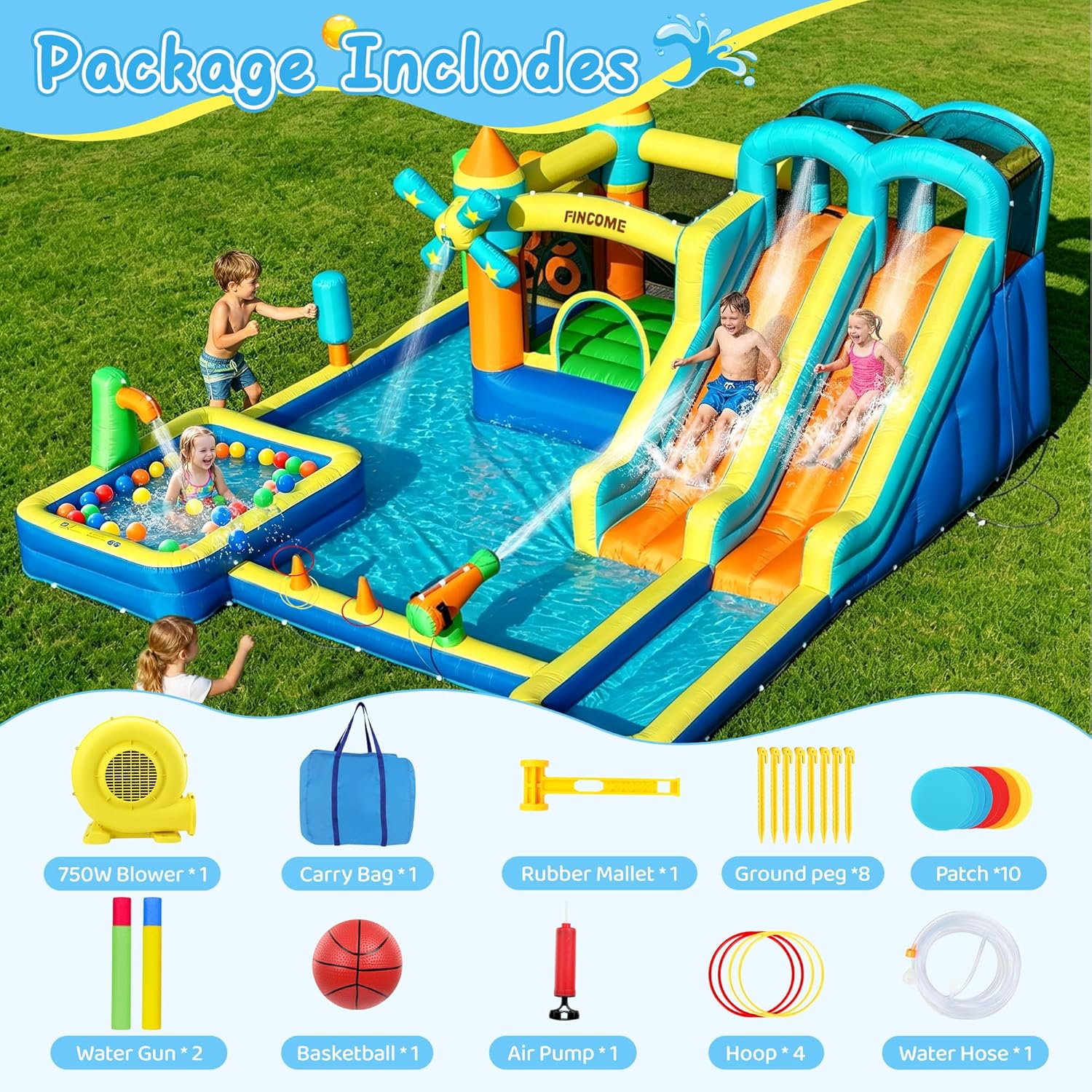 10-in-1 Inflatable Bouncy Cast - Kids Outdoor Water ulasan dan harga