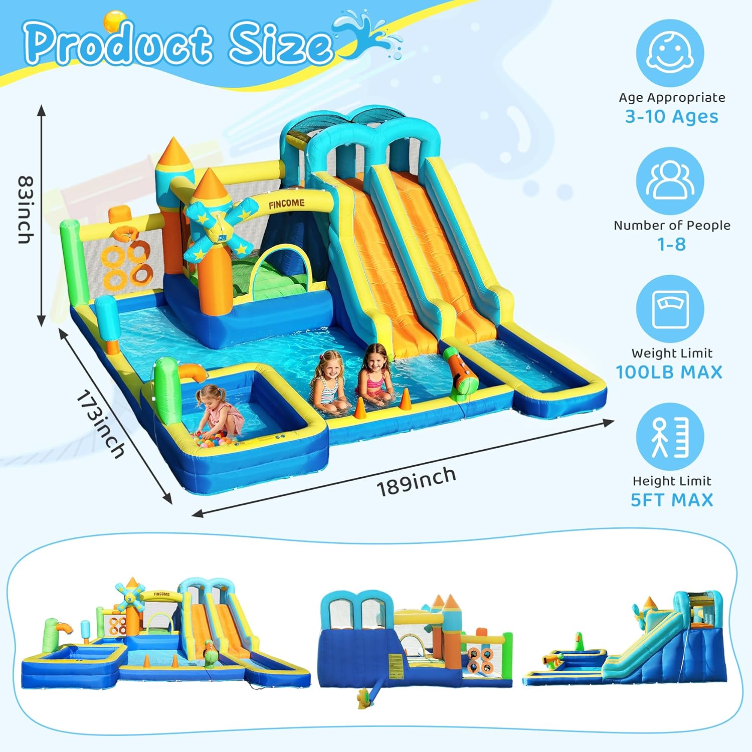 10-in-1 Inflatable Bouncy Cast - Kids Outdoor Water ulasan dan harga