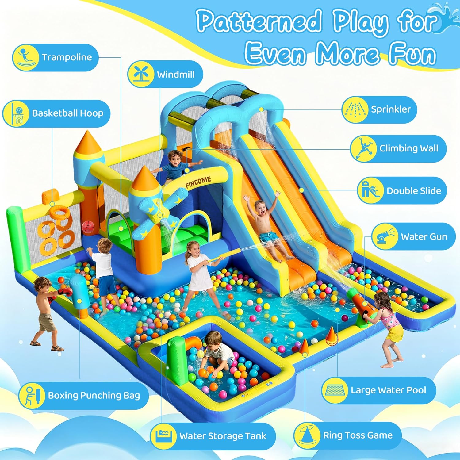 10-in-1 Inflatable Bouncy Cast - Kids Outdoor Water ulasan dan harga