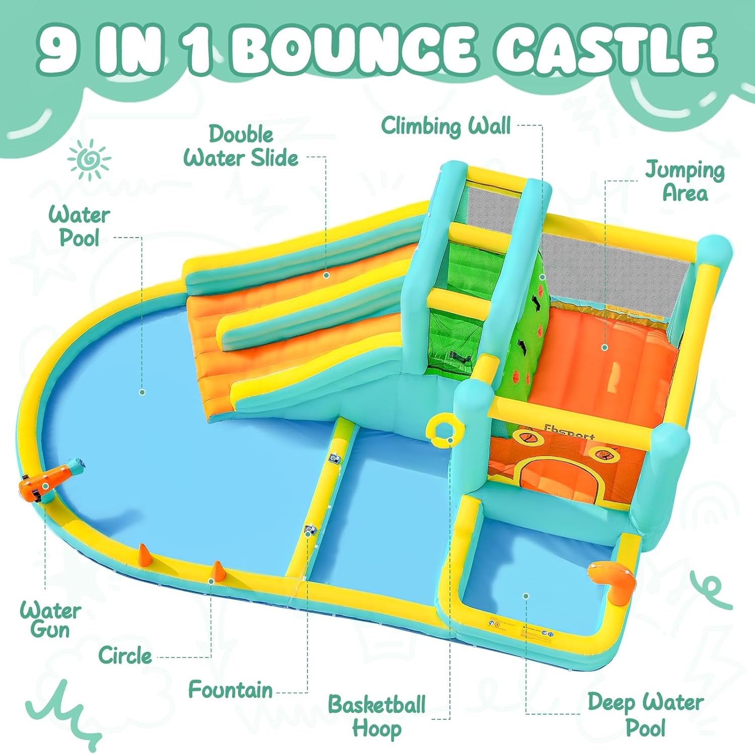 Double Slide Inflatable Water  - Kids Outdoor Water ulasan dan harga
