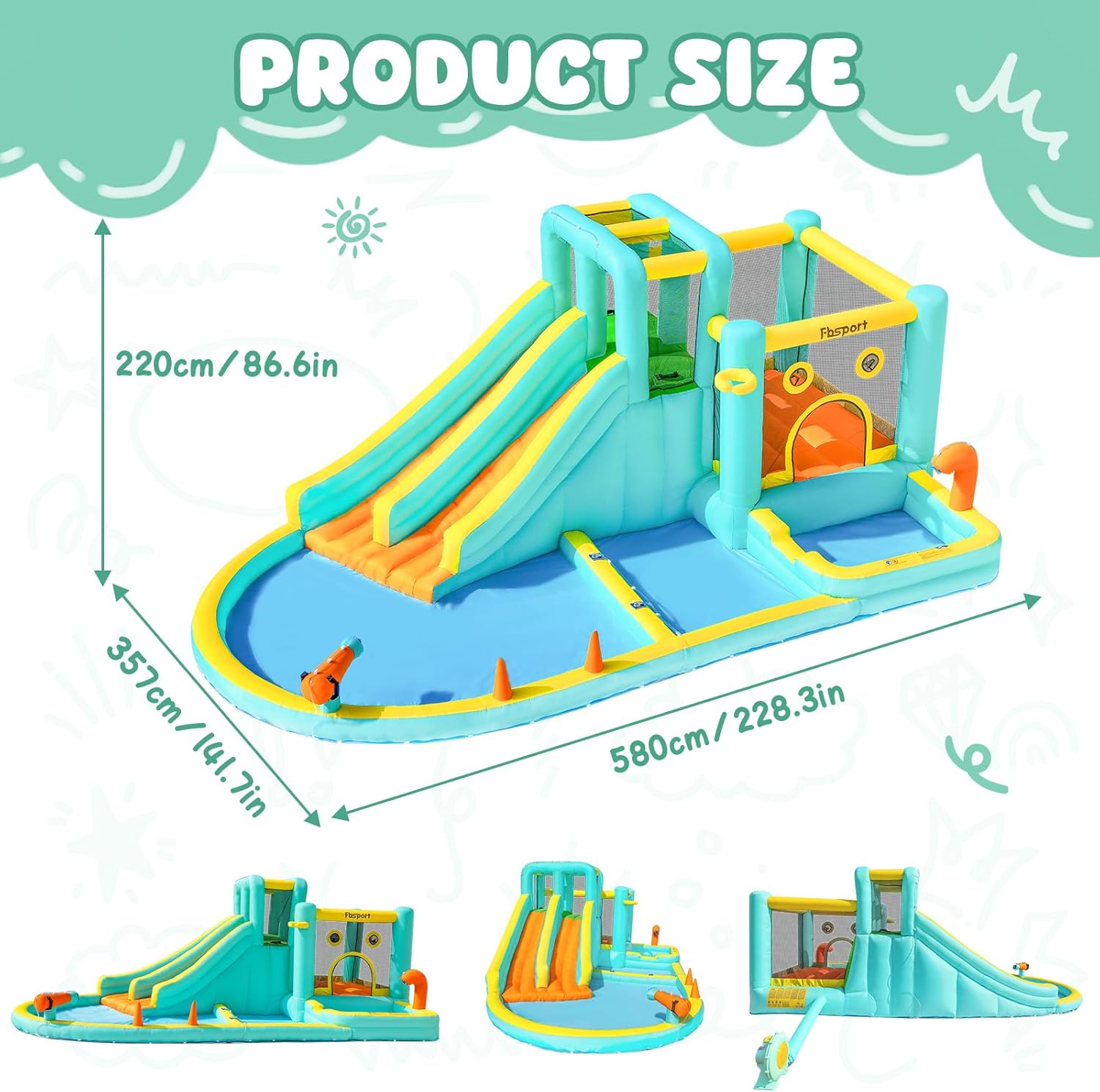 Double Slide Inflatable Water  - Kids Outdoor Water ulasan dan harga