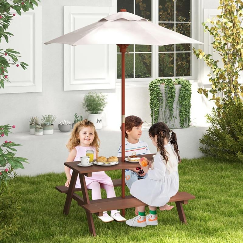 Outdoor 4-Seat Kids Picnic Tab - Kids Outdoor Bench Table ulasan dan harga