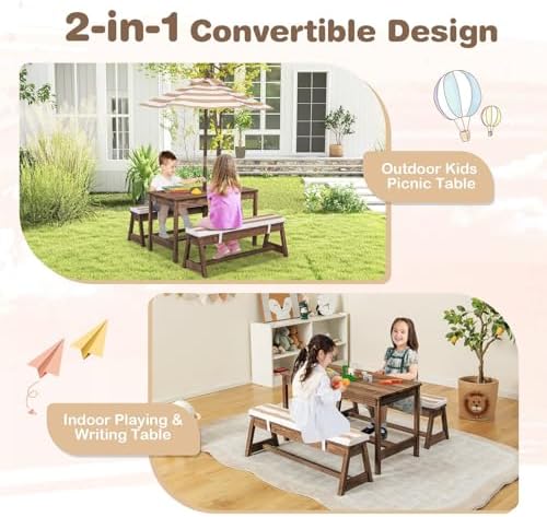 Kids Picnic Table, Outdoor Woo - Kids Outdoor Bench Table ulasan dan harga