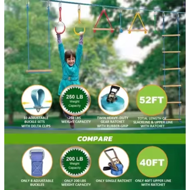 Warrior Obstacle Course Kit fo - Kids Outdoor Monkey Bars ulasan dan harga