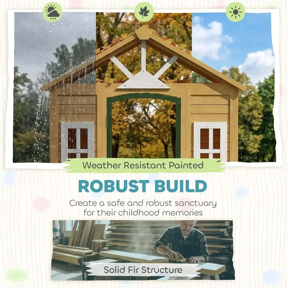 Qaba Outdoor Playhouse, Wooden - Qaba Kids Outdoor Playhouse ulasan dan harga