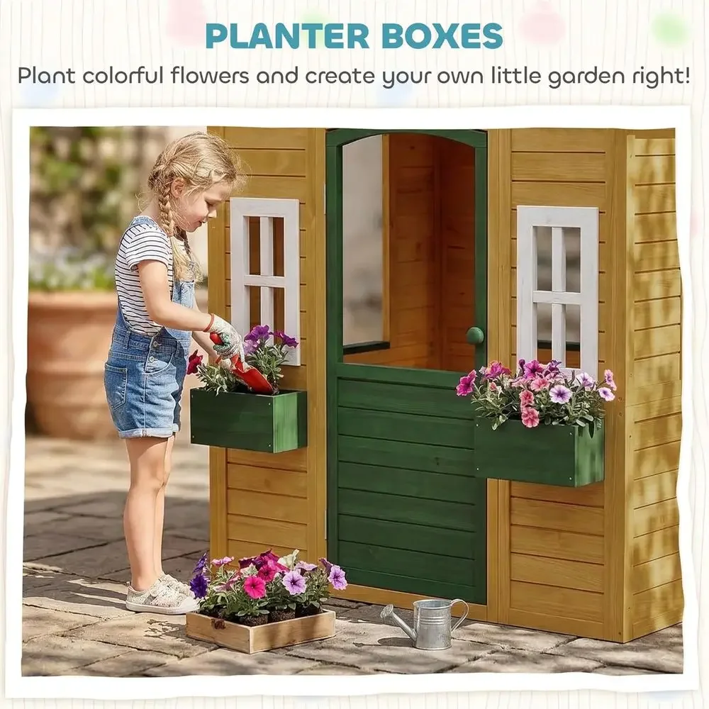 Qaba Outdoor Playhouse, Wooden - Qaba Kids Outdoor Playhouse ulasan dan harga