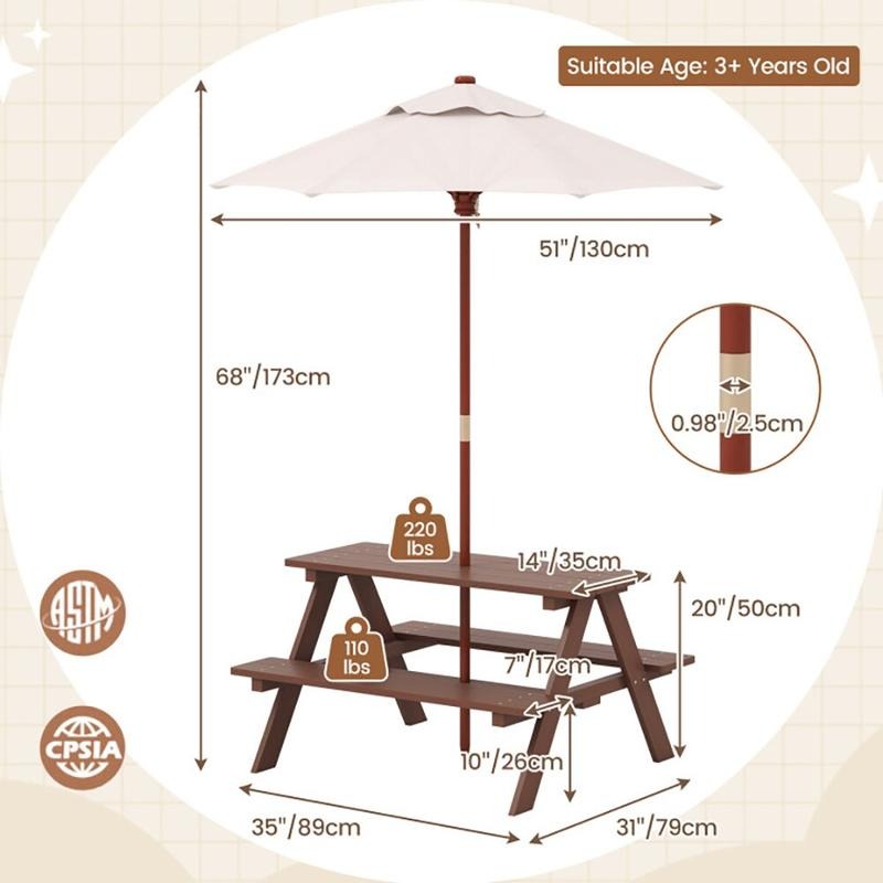 Outdoor 4-Seat Kids Picnic Tab - Kids Outdoor Bench Table ulasan dan harga