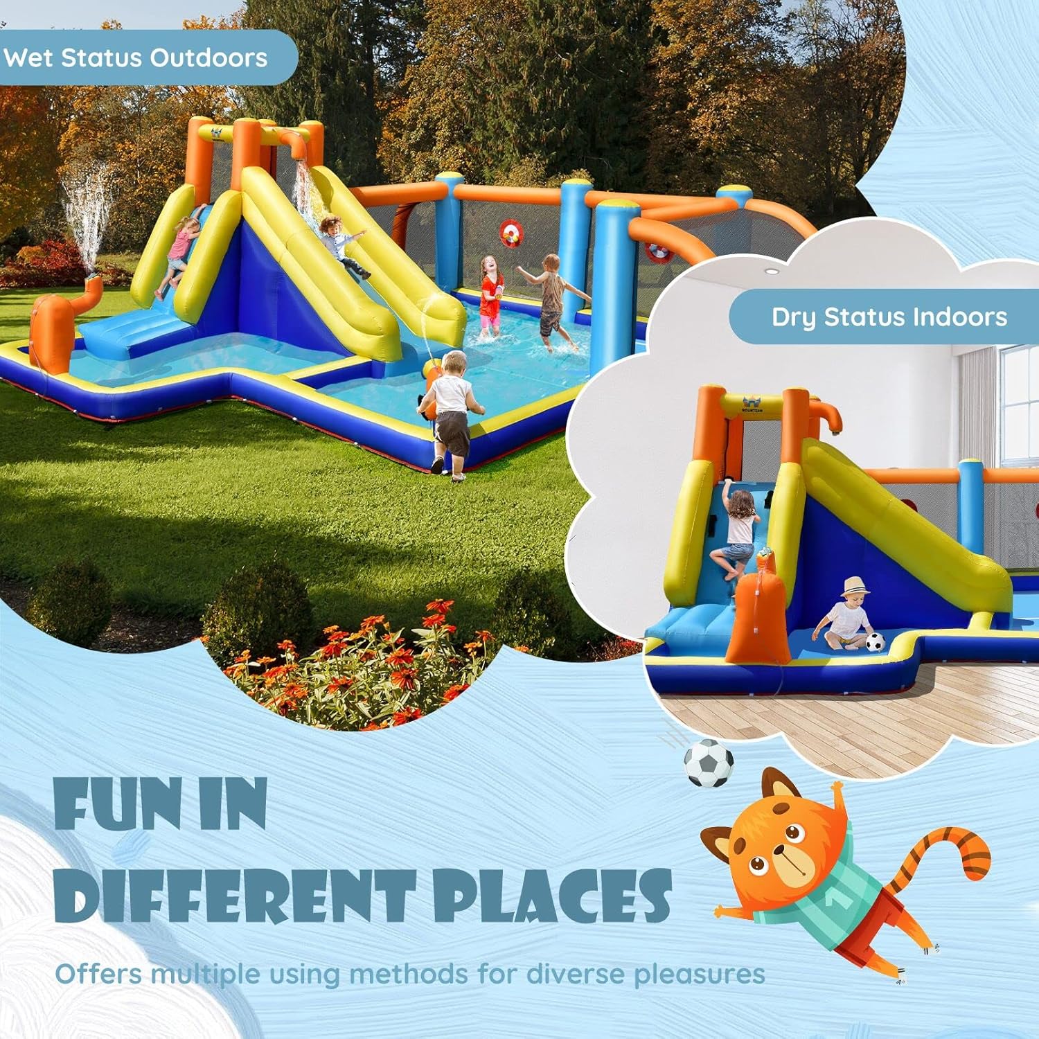 Inflatable Water Slide, Dual C - Kids Outdoor Water ulasan dan harga