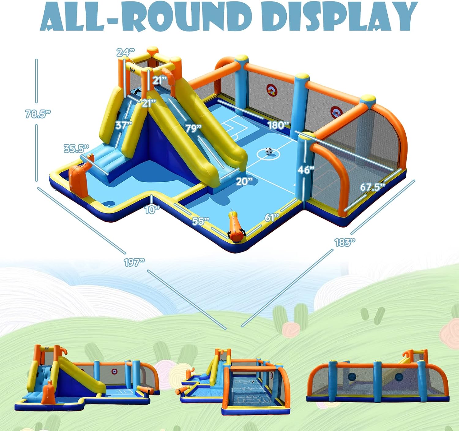 Inflatable Water Slide, Dual C - Kids Outdoor Water ulasan dan harga