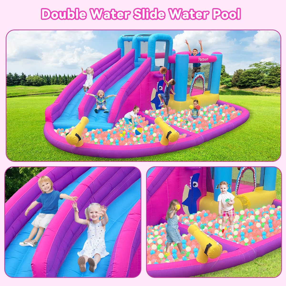 Twin Water Slides Inflatable B - Kids Outdoor Water ulasan dan harga